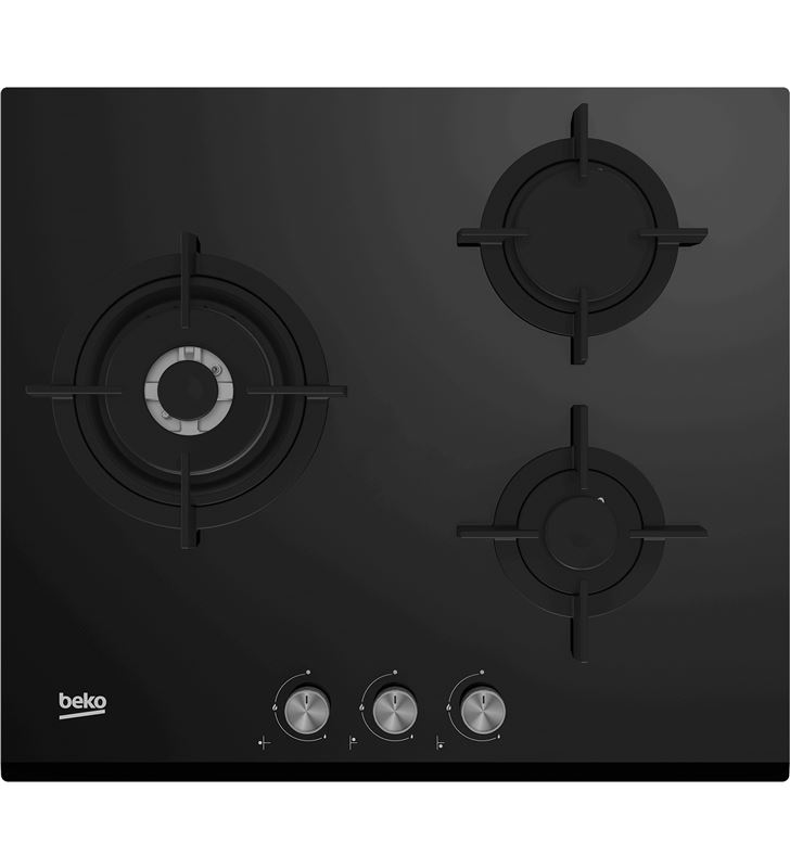 Beko HISW 63222 SO encimera gas cristal 60cm / 3 fuegos (2 + 1 wok doble corona) / soportes hi modelo nuevo - HISW 63222 SO