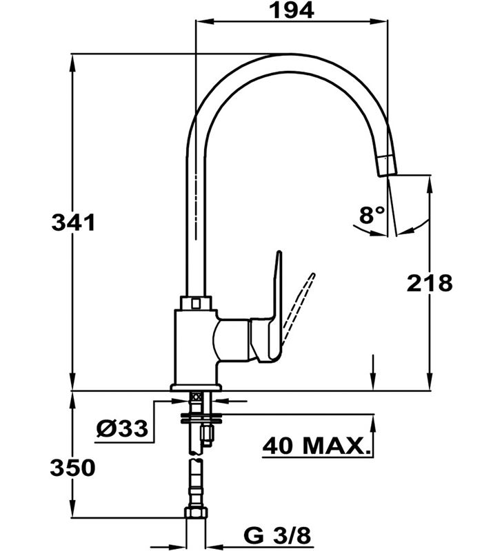 Teka 53995120Q grifo in995nm, monomando, caño alto, negro me - 15561482_7587