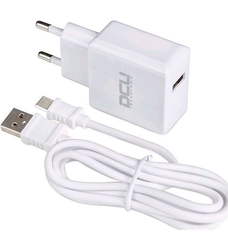 Dcu 37250000 cargador blanco pared 5v 2.4a + cable conector usb a tipo c 1m - +21214