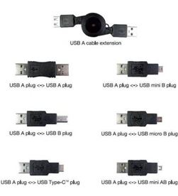 Vivanco 45259 adapt. cable retráctil 6 en 1 0,75m negro - VIV45259