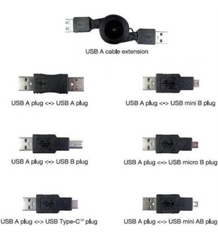 Vivanco 45259 adapt. cable retráctil 6 en 1 0,75m negro - VIV45259