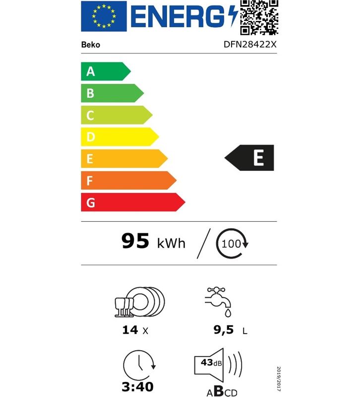 Beko DFN28422X lavavajillas aquaintense prosmart 14 cubiertos con 3a bandej - 8690842108662