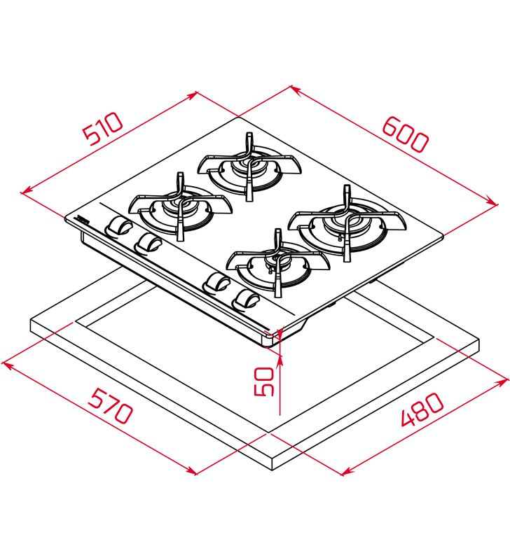 Teka 112580006 placa gas natural gbc 64000 xbn Encimeras - 8434778003642-0