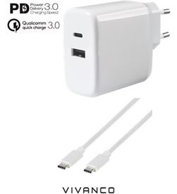 Vivanco 62773 cargador dual usb a/usb c 45w + cable - VIV62773