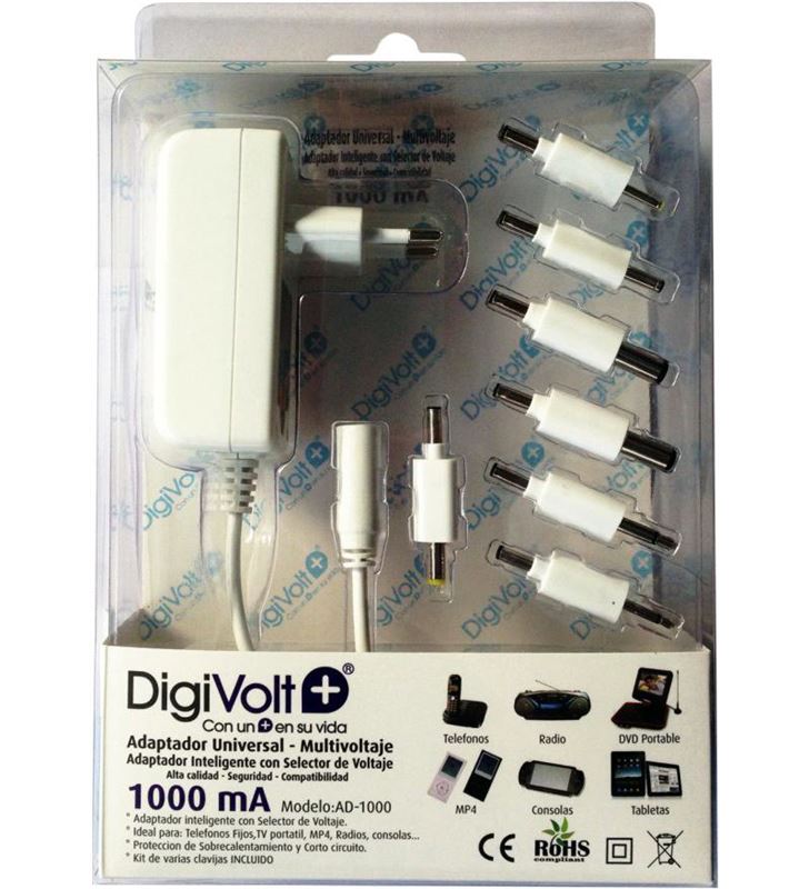 Digivolt AD-1000 adaptador multi voltaje/clavija 1000a(50 ad1000 - AD-1000