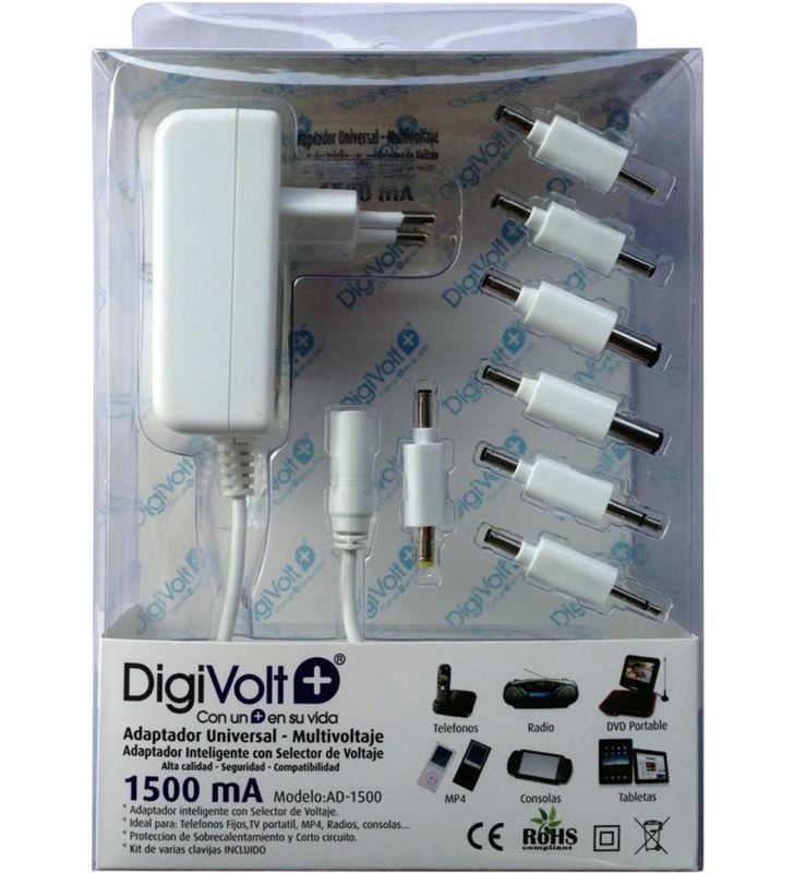 Digivolt AD-1500 adaptador multi voltaje/clavija 1500a(50 ad1500 - AD-1500