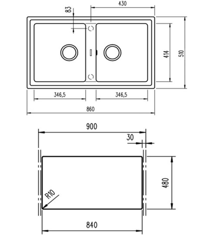 Teka 115260012 fregadera stone 90 b-tg 2c vertical auto blanco - 71758874_0003901770