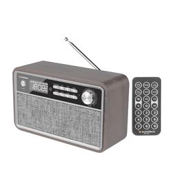 Sunstech RPBT500WD radio retro madera - 2*3w rms - fm - bt 4.2 - reloj y al - 8429015019142